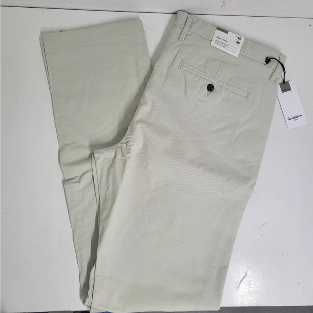 NWT Men's Goodfellow Slim Fit Ivory Chino Pants, Stretch, Pockets